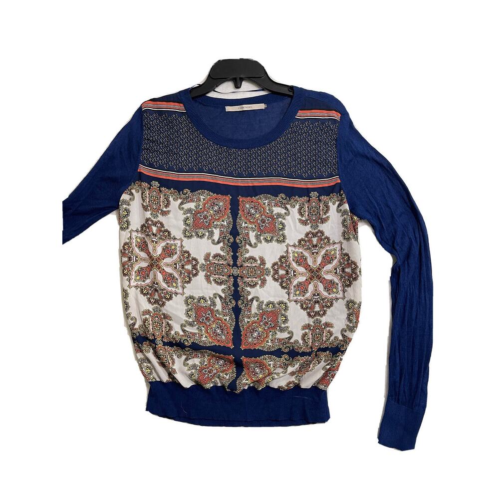 41 Hawthorn Women's Blouse sweater lightweight top Sz M navy blue Paisley Boho
